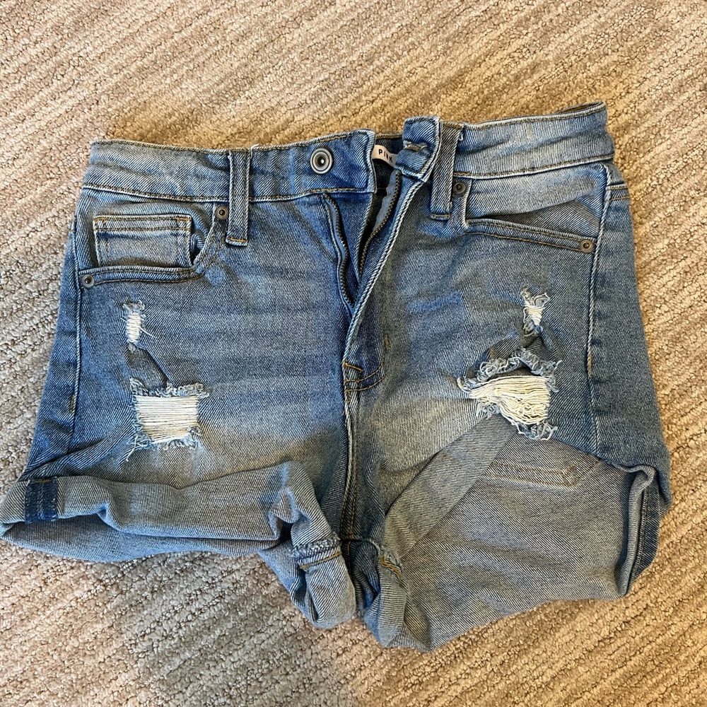 Light wash denim shorts